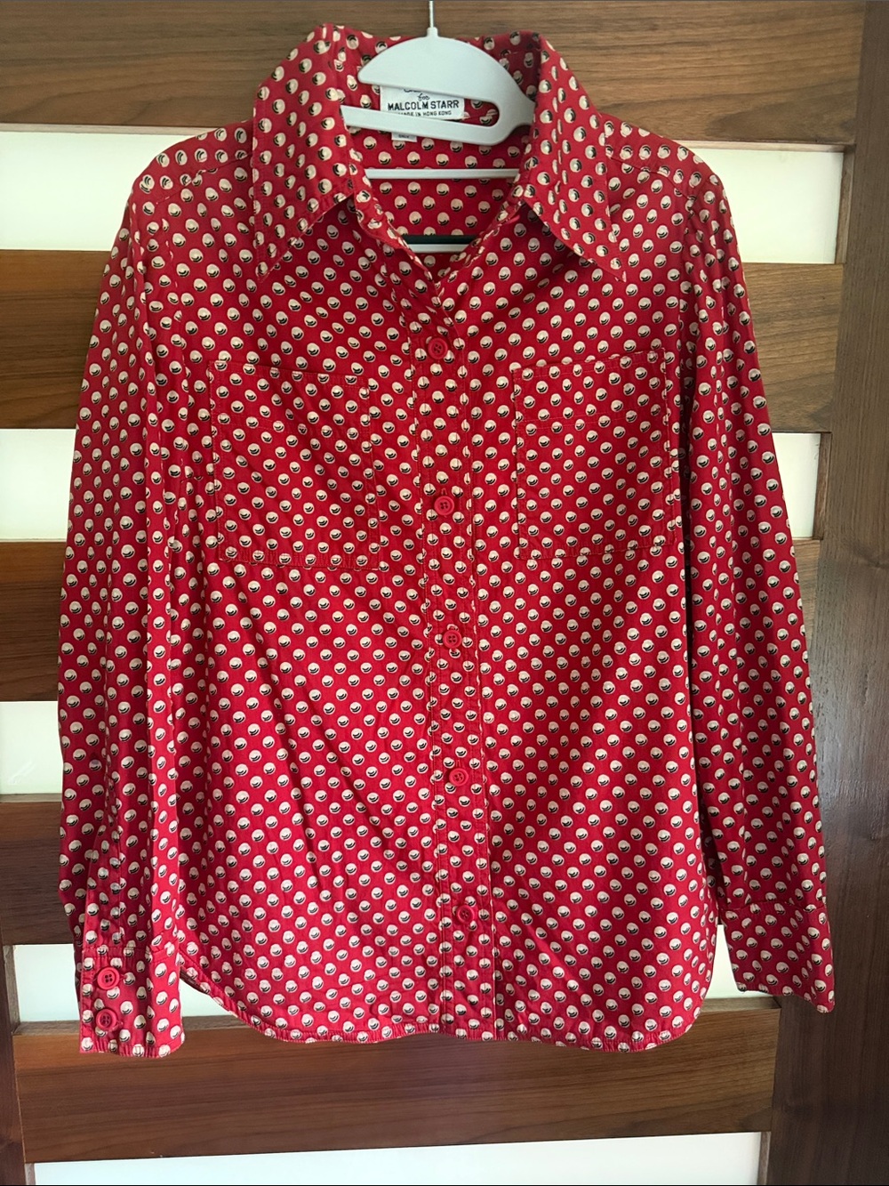 BIll Tice for Malcolm Star Red Patterned Button-Up Shirt